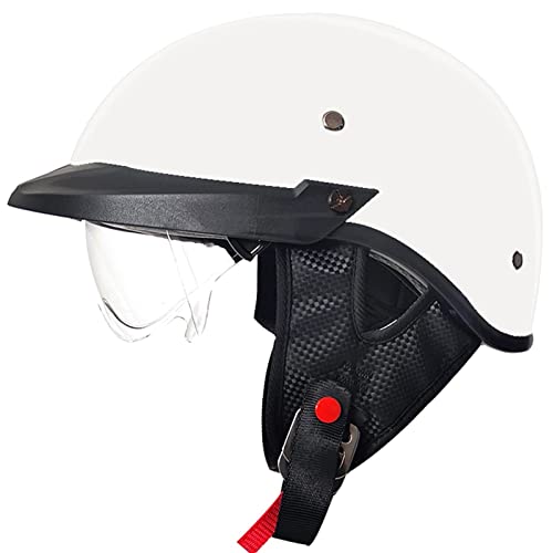 Halbschalenhelm mit ECE Jethelm Retro Halbschalenhelm Motorradhalbhelm mit Schutzbrille, Chopper Helm Scooter-Helm Offenem Helm, mit Sonnenblende Herausnehmbares Futter C,XL von Sebasty