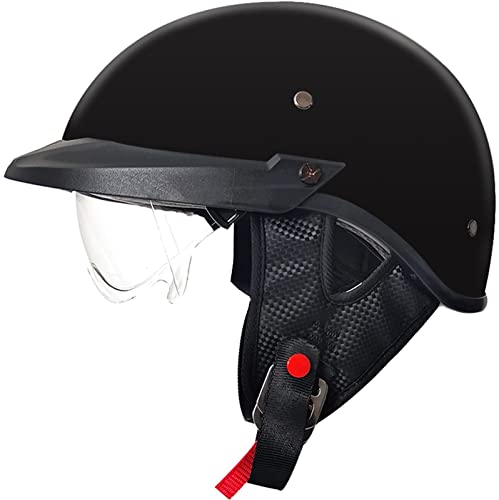 Halbschalenhelm mit ECE Jethelm Retro Halbschalenhelm Motorradhalbhelm mit Schutzbrille, Chopper Helm Scooter-Helm Offenem Helm, mit Sonnenblende Herausnehmbares Futter E,L von Sebasty