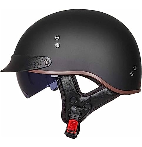 Motorrad Halbhelme Brain-Cap mit ECE Genehmigt mit Visier Brain-Cap Halbschale Roller-Helm Scooter-Helm Harley Jet-Helm Retro Für Erwachsene Herren Damen 2,XXL Motorrad Halbhelme Brain-Cap mit ECE Genehmigt mit Visier Brain-Cap Halbschale Roller-Helm Scooter-Helm Harley Jet-Helm Retro Für Erwachsene Herren Damen 2,XXL von Sebasty