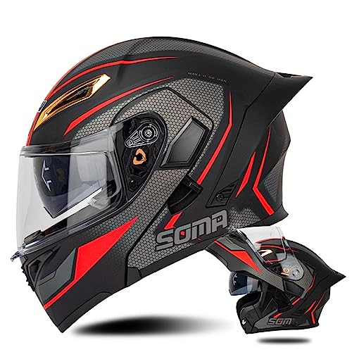 Motorrad-Klapphelm Integralhelm Full Face Helm Vollvisierhelm Mit Doppelter Sonnenblende, Für Erwachsene Männer Und Frauen D0T/ECE-Zugelassener Integral-Sturzhelm 4,XXL von Sebasty