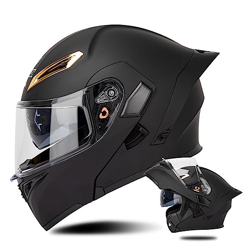 Motorrad-Klapphelm Integralhelm Full Face Helm Vollvisierhelm Mit Doppelter Sonnenblende, Für Erwachsene Männer Und Frauen D0T/ECE-Zugelassener Integral-Sturzhelm 8,XXL von Sebasty