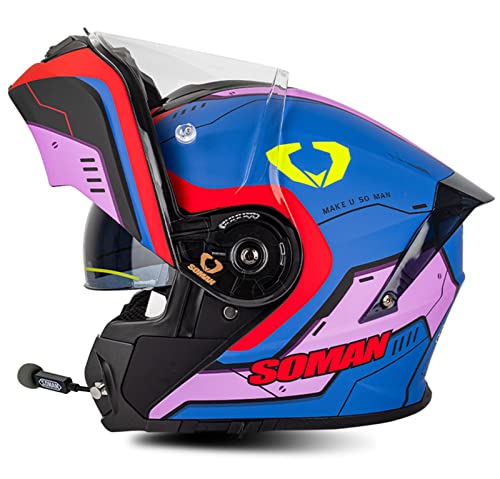 Motorradhelm Helm Motorrad Mit Bluetooth Headset Klapphelm Mit Doppelvisier Mit Eingebautem Mikrofon FüR Automatische Reaktion DOT/-Zertifizierung FüR Frauen MäNner Erwachsene 2,XXXXL von Sebasty