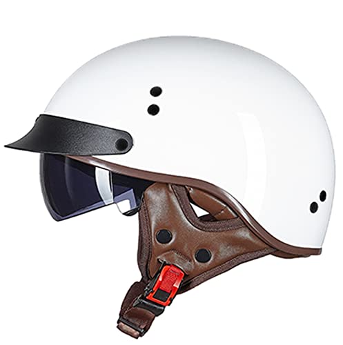 Unisex Motorradhelm Motorrad Half Helm Bike Helm ECE Zertifiziert FüR Roller Scooter Helm Mofa-Helm Chopper Retro Cruiser StraßEnreiten Halbschalenhelm Mit Visier 3,M von Sebasty