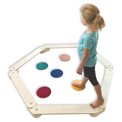 Balancierbalken für Kinder aus Holz inkl. Balanciersteine, Balancebalken für drinnen und draußen Balancierbalken für Kinder aus Holz inkl. Balanciersteine, Balancebalken für drinnen und draußen von Secoroco