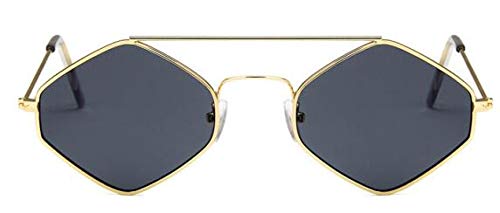 Secuos Mode Rhombus Sonnenbrille Herren Damen Retro Polygon Sonnenbrille Vintage Kleine Metall Brillen Sonnenbrillen Für Damen Uv400 Brillen Goldgrau von Secuos
