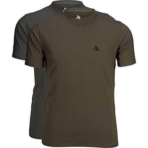 Seeland Men's Outdoor T-Shirt 2er-Pack, Granit/Pine Green, XL von Seeland