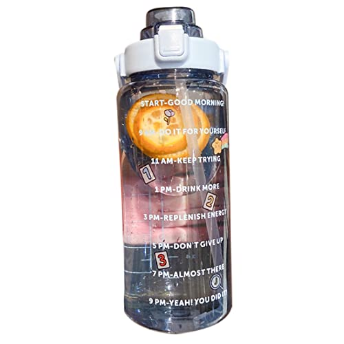 Sefdrert 2L Sportflasche mit Strohhalm Tragbare Sommer Outdoor Fitness Wandern Fahrrad Trinkflasche Blau von Sefdrert