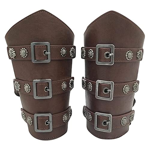 Sefdrert Mittelalterliche KüNstlich Leder Arm SchüTzer 2 StüCk Halloween Erwachsene Schnalle Arm Schienen Armband KostüM Retro Armband Bronze B von Sefdrert