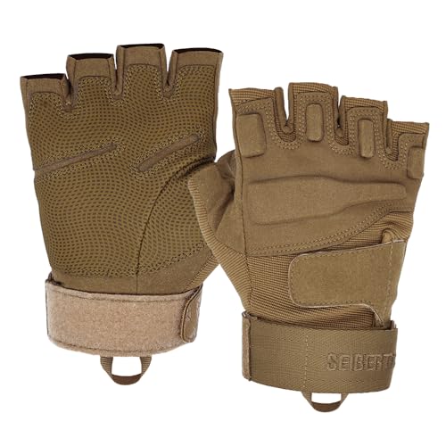 Seibertron® Damen Herren S.O.L.A.G Handschuhe taktisch 1/2 Finger Militär Kampf Armee Fingerless halbe Finger für Airsoft Militär Paintball Schießen Outdoor Activities Handschuhe Coyote XXL von Seibertron