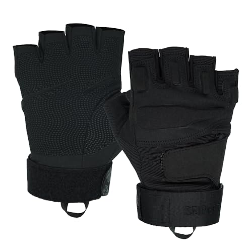 Seibertron® Damen Herren S.O.L.A.G Handschuhe taktisch 1/2 Finger Militär Kampf Armee Fingerless halbe Finger für Airsoft Militär Paintball Schießen Und Other Outdoor Activities Handschuhe M von Seibertron