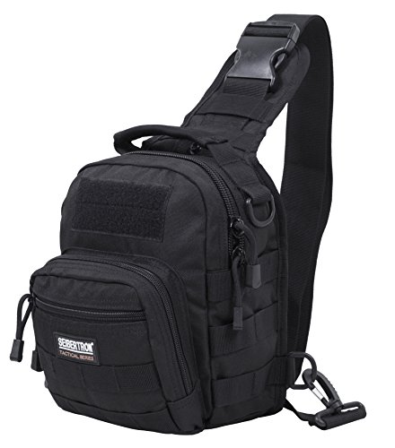 Seibertron Außen Taktischer Water Resistant Rucksack, Schleuder Tasche Chest Pack Assault Pack Zweck Umhängetasche, Militärsport-Satz-Schulter-Rucksack Sling Pack Brusttasche schwarz von Seibertron