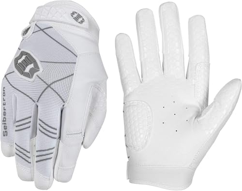 Seibertron B-A-R PRO 2.0 Signature Baseball/Softball Schlagmann Batting Handschuhe Gloves Super Grip Finger Fit for Erwachsener Weiß XXL von Seibertron