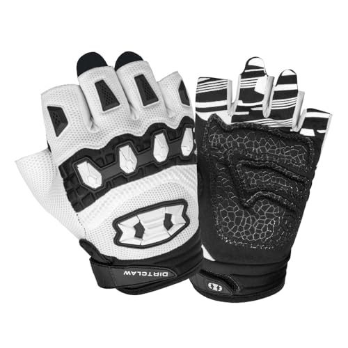 Seibertron Dirtclaw Fahrradhandschuhe Unisex BMX MX ATV MTB Straßenrennen Mountainbike Off-Road/Dirt Bike Gel-Polsterung und Rutschfester Handfläche Fingerlose Motorrad Motocross Sport Weiß L von Seibertron