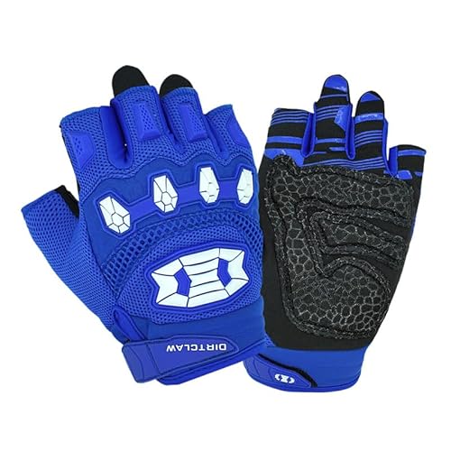 Seibertron Dirtclaw Unisex BMX MX ATV MTB Road Racing Mountainbike Fahrradhandschuhe Radsporthandschuhe Dirt Bike Gel Padded rutschfeste Halbfinger Motorrad Sports Erwachsener Blau S von Seibertron