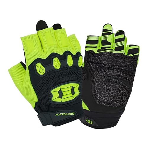 Seibertron Dirtclaw Unisex BMX MX ATV MTB Road Racing Mountainbike Fahrradhandschuhe Radsporthandschuhe Dirt Bike Gel Padded rutschfeste Halbfinger Motorrad Sports Jugend/Kinder Fluo Geld XS von Seibertron