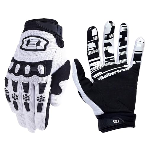 Seibertron Dirtpaw Handschuhe Unisex BMX MX ATV MTB Rennrad Mountainbike Fahrrad Offroad/Dirtbike Handschuhe für Straßenrennen und Motorcross Sport mit Touch-Erkennung Vollfinger Design Weiß M von Seibertron