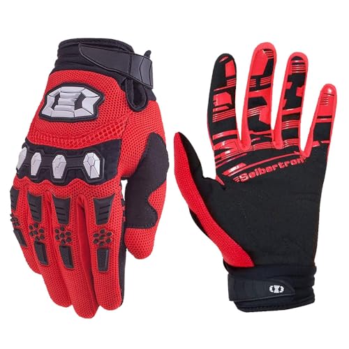 Seibertron Dirtpaw Handschuhe - Unisex BMX MX ATV MTB Rennrad Mountainbike Fahrrad Offroad/Dirtbike für Motorradrennen und Motocross Sport mit Touch-Erkennung voller Fingerabdeckung Red S von Seibertron