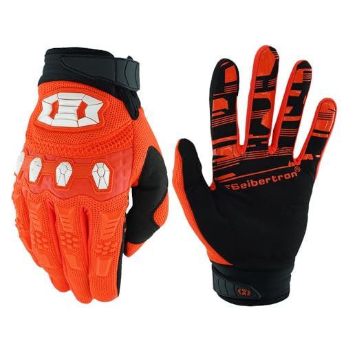 Seibertron Dirtpaw Handschuhe - Unisex BMX MX ATV MTB Rennrad Mountainbike Fahrrad Offroad/Dirtbike für Cycling und Motocross Sport mit Touch Recognition voller Fingerabdeckung Fluo Orange XL von Seibertron