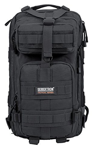 Seibertron Falcon Taktischer Militärischer Rucksack Kompakt Angriff für Wandern Reisen Trekking Tasche Tactical Bag Assault Backpack Military Camping Pack Outdoor Daypacks (Black 27L) von Seibertron