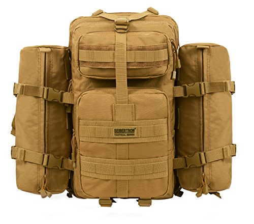 Seibertron S.J.B.B-1 Falcon Rucksack - Taktischer, wasserabweisender Rucksack für Wandern, Camping und Kompakte Einsätze (Khaki 37L(1+ 2)) von Seibertron