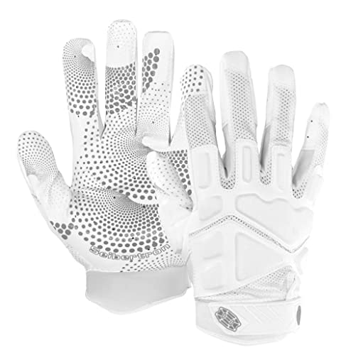 Seibertron G.A.R.G 2.0 Gel Filled Patentiert Anti-Impact Ultra-Stick Football Sports Receiver/Empfänger Handschuhe Gloves Adult White XL von Seibertron