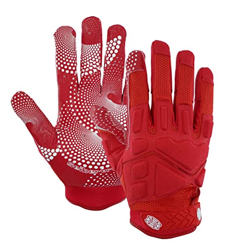 Seibertron G.A.R.G 2.0 Gel Filled Patentiert Anti-Impact Ultra-Stick Football Sports Receiver/Empfänger Handschuhe Gloves Youth Red M von Seibertron