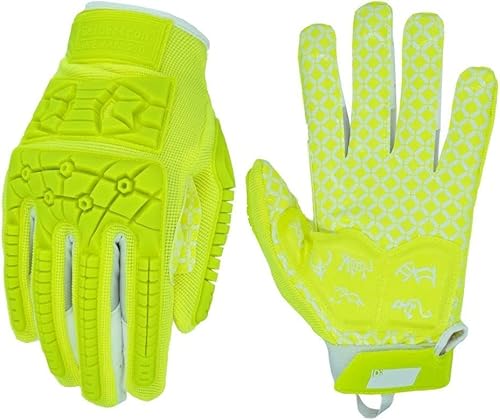 Seibertron Lineman/Linebacker Handschuhe 2.0 Padded Palm American Football Receiver Gloves, Flexibler TPR-Aufprallschutz Back of Hand Handschuhe Erwachsener Sizes Fluo Green S Seibertron Lineman/Linebacker Handschuhe 2.0 Padded Palm American Football Receiver Gloves, Flexibler TPR-Aufprallschutz Back of Hand Handschuhe Erwachsener Sizes Fluo Green S von Seibertron