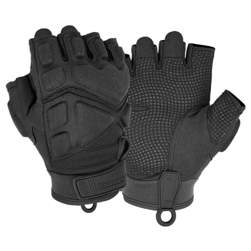 Seibertron Patented S.O.L.A.G 2.0 Handschuhe - Taktische Sport- und wasserdichte Handschuhe mit Stoßschutz und Halbfinger für Airsoft, Jagd, Wandern, Radfahren, Motorradfahren und Klettern Black XS von Seibertron