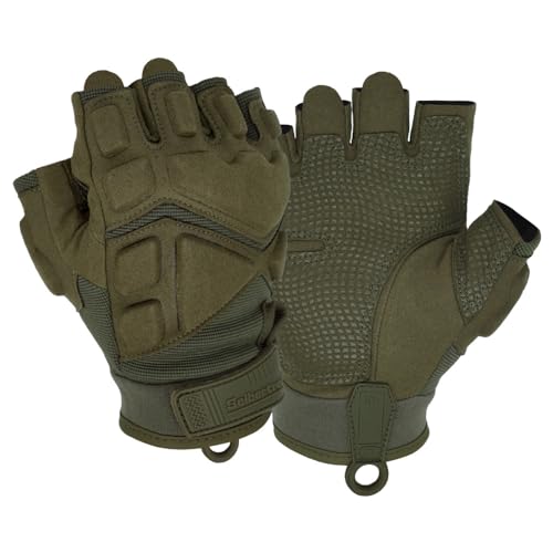 Seibertron Patented S.O.L.A.G 2.0 Touchscreen Tactical Sports Water Resistant Impact Protection Gloves Also fit Airsoft Hunting Hiking Riding Cycling Motorcycle Climbing Half Finger Army Green XXL von Seibertron