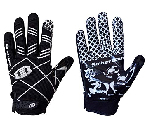 Seibertron Pro 3.0 12 Konstellation Elite Ultra-Stick Sports Receiver/Empfänger Handschuhe American Football Gloves Jugend und Kinder Black XL von Seibertron