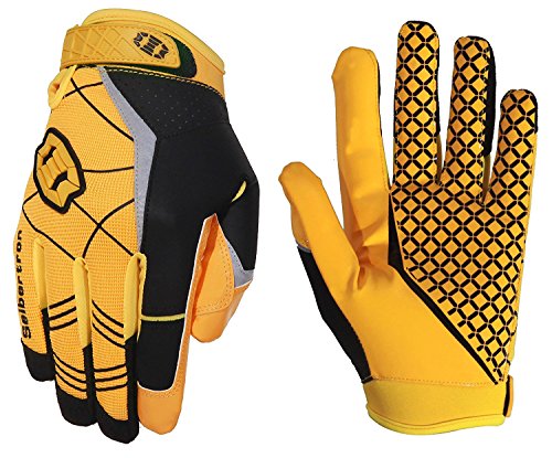 Seibertron Pro 3.0 Elite Ultra-Stick Sports Receiver/Empfänger Handschuhe American Football Gloves Jugend und Erwachsener (Yellow, XXS) von Seibertron