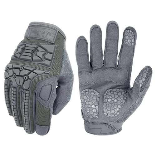 Seibertron T.F.F.I.G Handschuhe Vollfinger Herren Taktische Militär Flexibler TPR-Aufprallschutz für Airsoft Grey XL von Seibertron