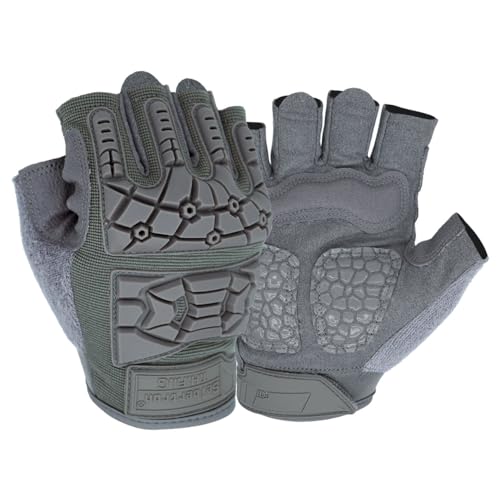 Seibertron T.H.F.I.G Handschuhe Halbfinger fingerlos Herren Taktische Militär Flexibler TPR-Aufprallschutz für Kampfjagd Grey L von Seibertron