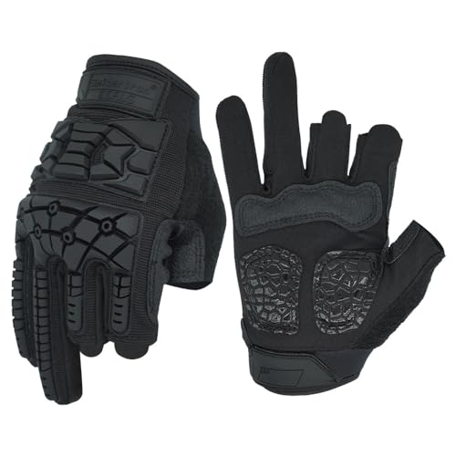 Seibertron T.T.F.I.G 2.0 Herren Taktische Militär Flexibler TPR-Aufprallschutz Dreihalber Finger Handschuhe für Kampfjagd Wandern Airsoft Paintball Motorrad Outdoor Handschuhe Black XXS von Seibertron