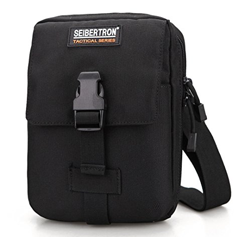 Seibertron Taktische Militäraußen Molle 7,9" Tablet Schultertasche Freizeit Brieftasche Beuteltasche wasserdicht Hüfttasche Gürteltasche Kreditkarten Handytasche Sport Joggen Wandern Biken Schwarz von Seibertron