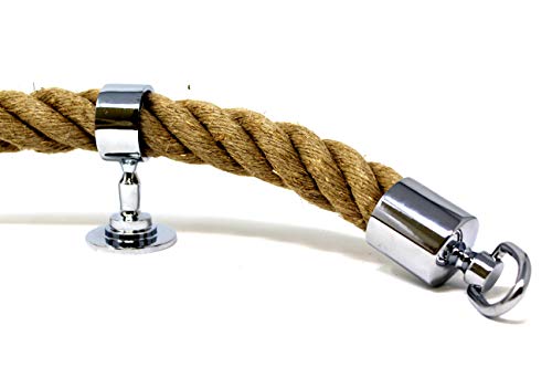 Seilflechter - Handlauf Seil Set, 5m Hanfseil in Trossenschlag Ø 30 mm, 2 Endkappen und 5 Zwischenträgern, Messing verchromt Seilflechter - Handlauf Seil Set, 5m Hanfseil in Trossenschlag Ø 30 mm, 2 Endkappen und 5 Zwischenträgern, Messing verchromt von Seilflechter