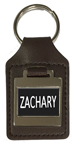 Schlüsselanhänger aus Leder für Geburtstag, Name, optionale Gravur - Zachary, braun von Select Gifts