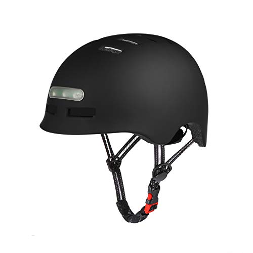 Erwachsene Fahrradhelm mit LED Licht CE-Zertifikate Radhelm Skaterhelm Herren und Damen E-Scooter Roller BMX Helm für Männer & Frauen Trekking City Rennradhelme Jugendhelme (Schwarz, XL(61-64cm)) von SelfLove