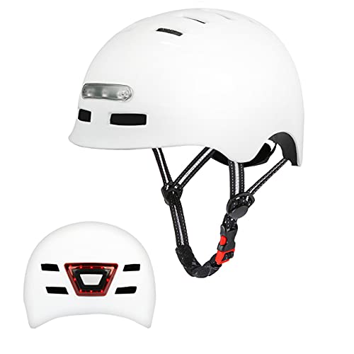 Erwachsene Fahrradhelm mit LED Licht CE-Zertifikate Radhelm Skaterhelm Herren und Damen E-Scooter Roller BMX Helm für Männer & Frauen Trekking City Rennradhelme Jugendhelme Skaterhelm,M von SelfLove