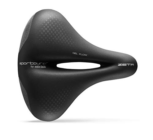 Sportourer by Selle Italia – Zeta Comfort Gel SuperFlow, Sattel für Stadtrad, weich aus Gel, mit reflektierender Technologie für schlechte Sichtbarkeit, wasserfest, schwarz von Selle Italia