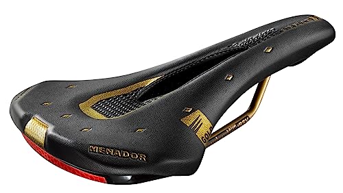 Montegrappa Menador Air Flow Fahrradsattel für Rennrad Ebike-MTB-Gravel aus Memory Schaum Polsterung in ÖkoLeder mit Sicherheitsvorrichtung für Nachtsichtbarkeit Schwarz/Gold Limited Edition Montegrappa Menador Air Flow Fahrradsattel für Rennrad Ebike-MTB-Gravel aus Memory Schaum Polsterung in ÖkoLeder mit Sicherheitsvorrichtung für Nachtsichtbarkeit Schwarz/Gold Limited Edition von Selle Montegrappa