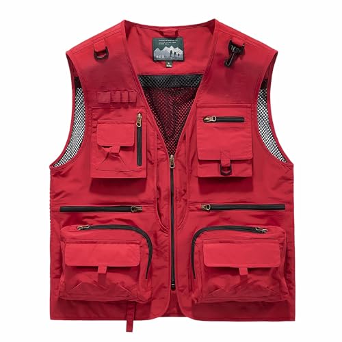 SenShuang Outdoor Weste Herren Sommer Leicht, Herren Sommer Outdoor Weste Leicht Atmungsaktiv Anglerweste Ärmellos Jacke Multi Taschen Steppweste Safari Funktionsweste für Jagd Wandern (A,S) von SenShuang