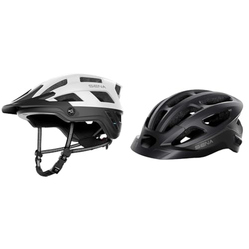 Sena Adult M1 Mountainbike Helm, Mattweiß, M & R1 EVO Smart Fahrradhelm (Matte Black, M) von Sena