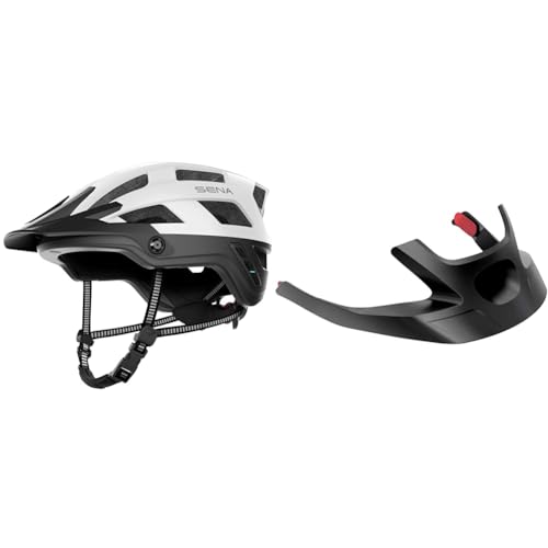 Sena Adult M1 Mountainbike Helm, Mattweiß, M & SH-R1-A02-M Schirm für Sena R1 Serie, M Größe, Schwarz von Sena