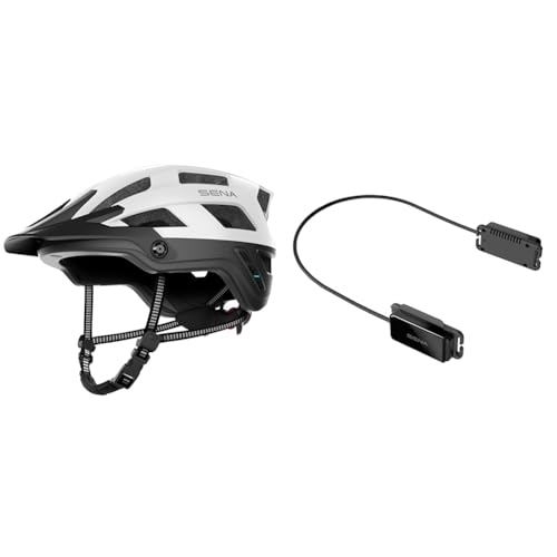 Sena Adult M1 Mountainbike Helm, Mattweiß, M & pi, Universal Bluetooth Intercom Headset, passend für die meisten Rad- und Multisporthelme, Schwarz von Sena