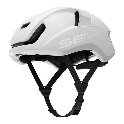 Sena S1 Smarter Rennradhelm mit Mesh Intercom (Mattweiß, L) von Sena