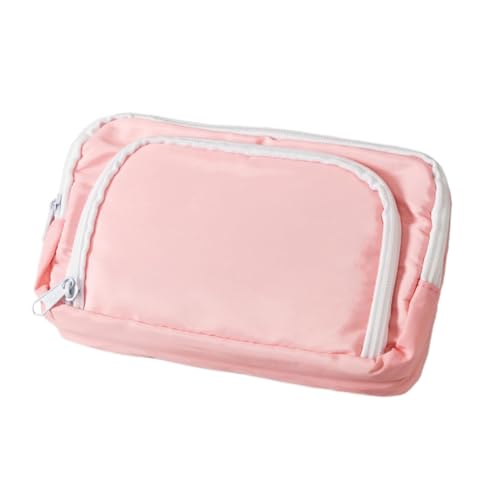 Federmäppchen mit großem Fassungsvermögen, Polyester, mit Reißverschluss, für Schule, Büro, mit 3 Fächern, Schreibwaren-Organizer, Make-up-Tasche, rose, modisch von Senda