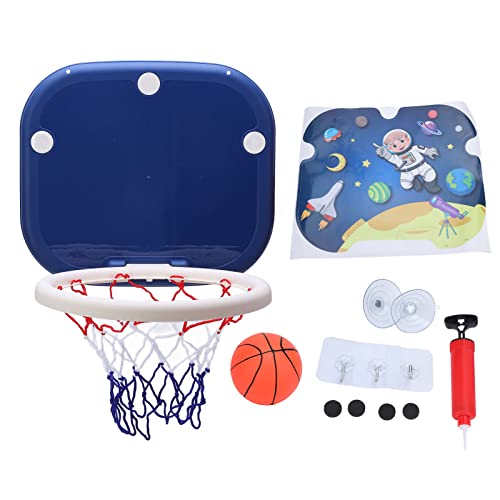 Indoor-Basketballkorb-Set, faltbar, an der Wand montiert, mit Saugnapfbefestigung, Mini-Basketballbrett, Netz für die Tür von Kleinkindern (Blue) von Senrusa