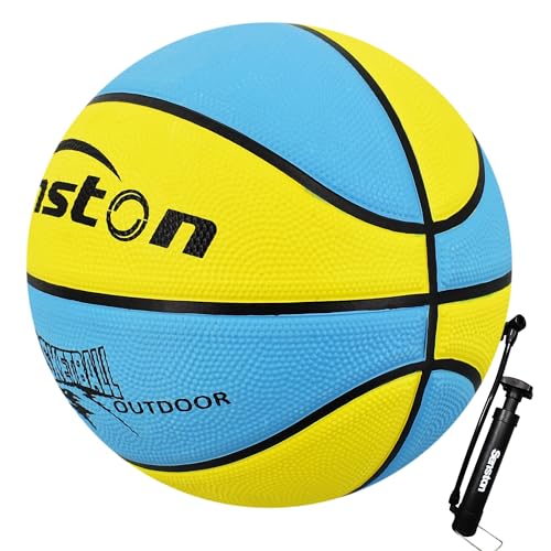 Senston Basketball Größe 5 Anfänger Basketbälle für Indoor und Outdoor,Blau+Gelb von Senston