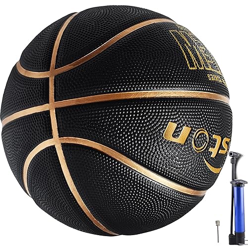Senston Basketball Größe 7, Baskettball mit Pumpe, Outdoor Basketbälle, Anti-Rutsch und Hervorragender Grip, Schwarz von Senston